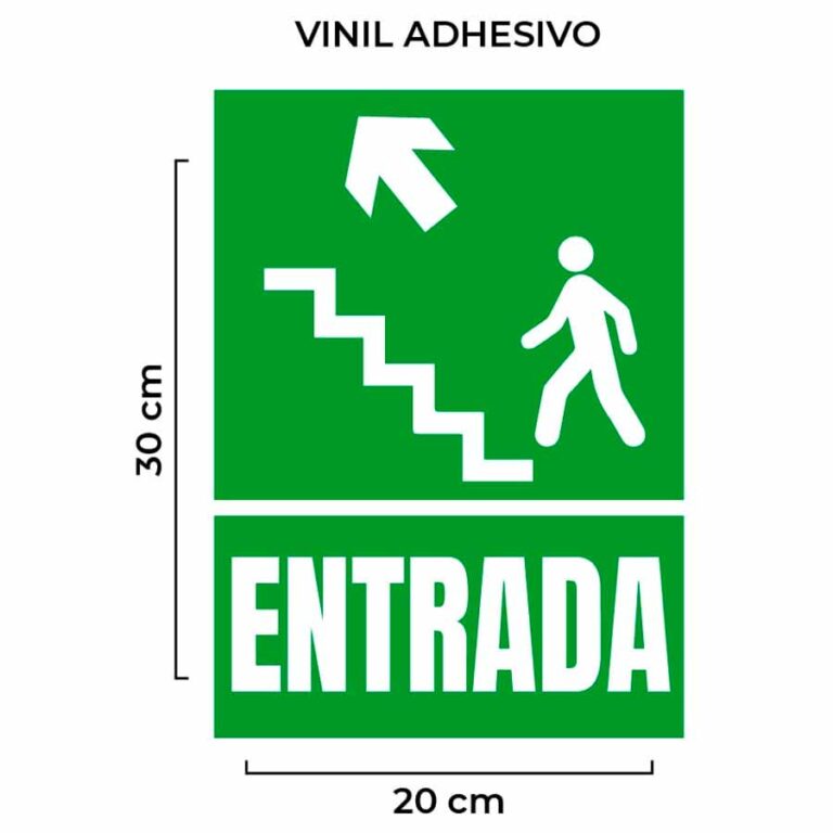 Señalética Entrada Escalera Izquierda Vinil Adhesivo Sin Base Grupo