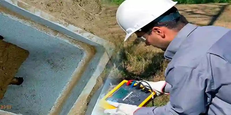 hombre midiendo una puesta tierra