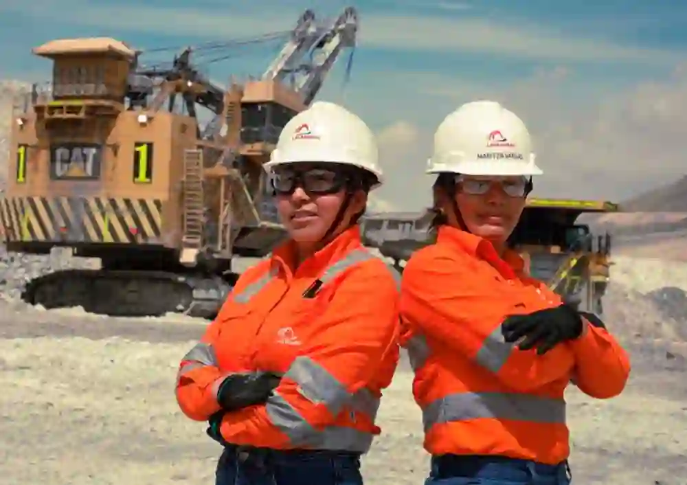 Ingenieros con casco blanco de minería