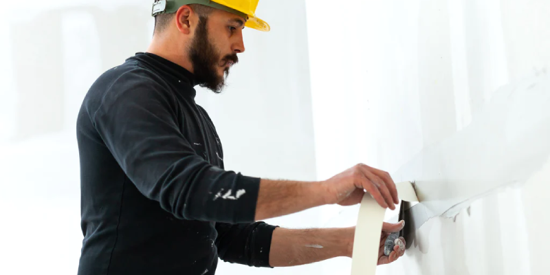 usando cinta para drywall