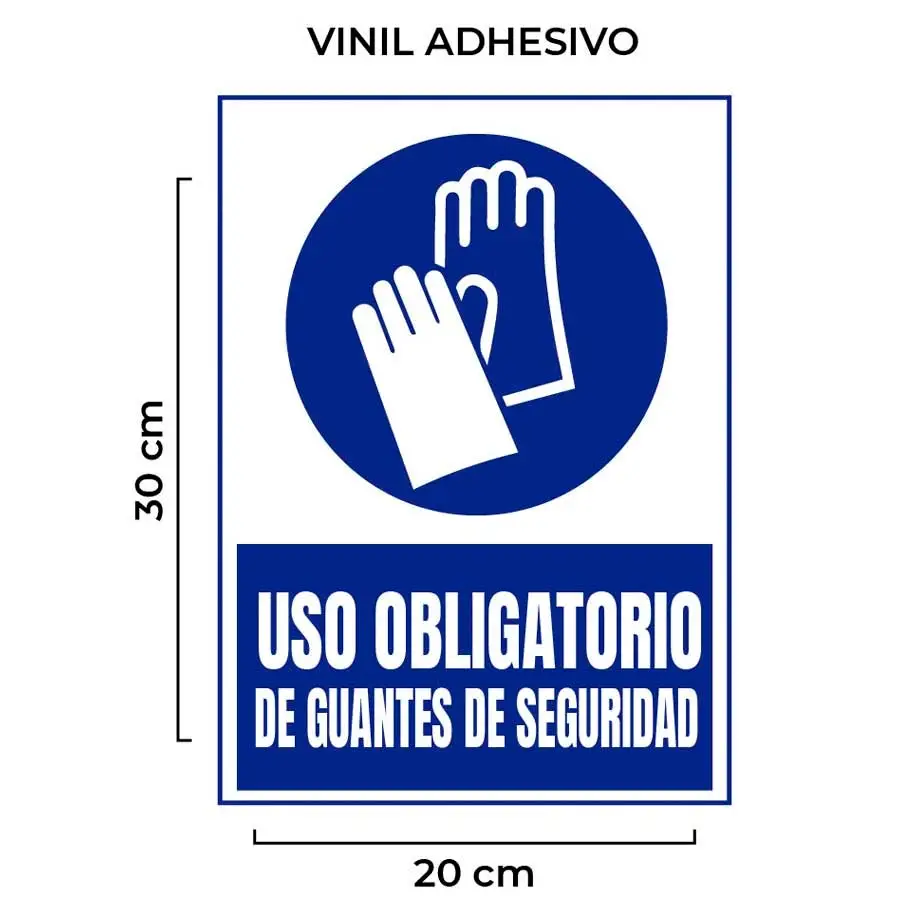 Señal Uso Obligatorio De Guantes De Seguridad Vinil - Nacional