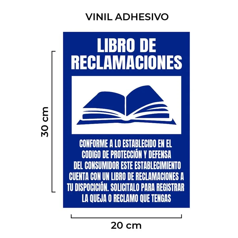 señal libro de reclamaciones vinil adhesivo