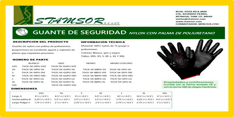 Ficha Técnica Guantes Casa Lima Ficha Técnica Guantes Casa Lima