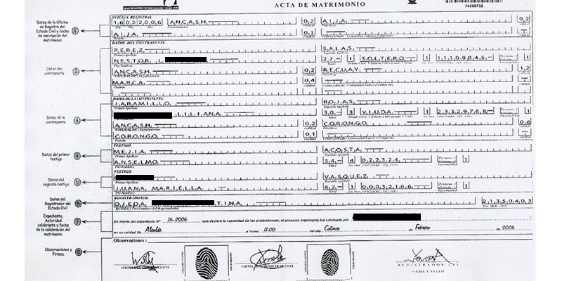 Acta de Matrimonio Casa Lima Acta de Matrimonio Casa Lima