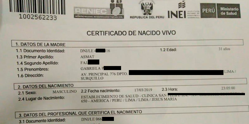 Acta de Nacimiento Casa Lima Acta de Nacimiento Casa Lima