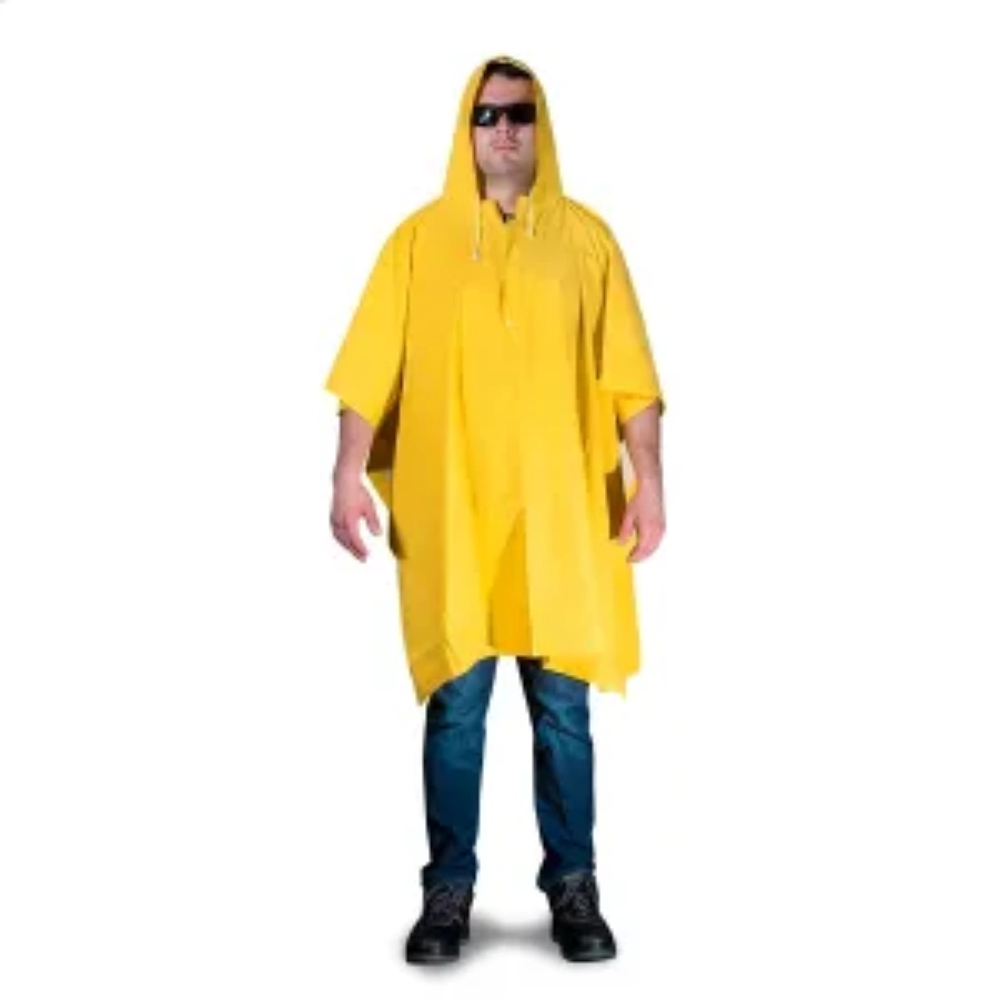 Poncho Pvc liviano con capucha amarillo