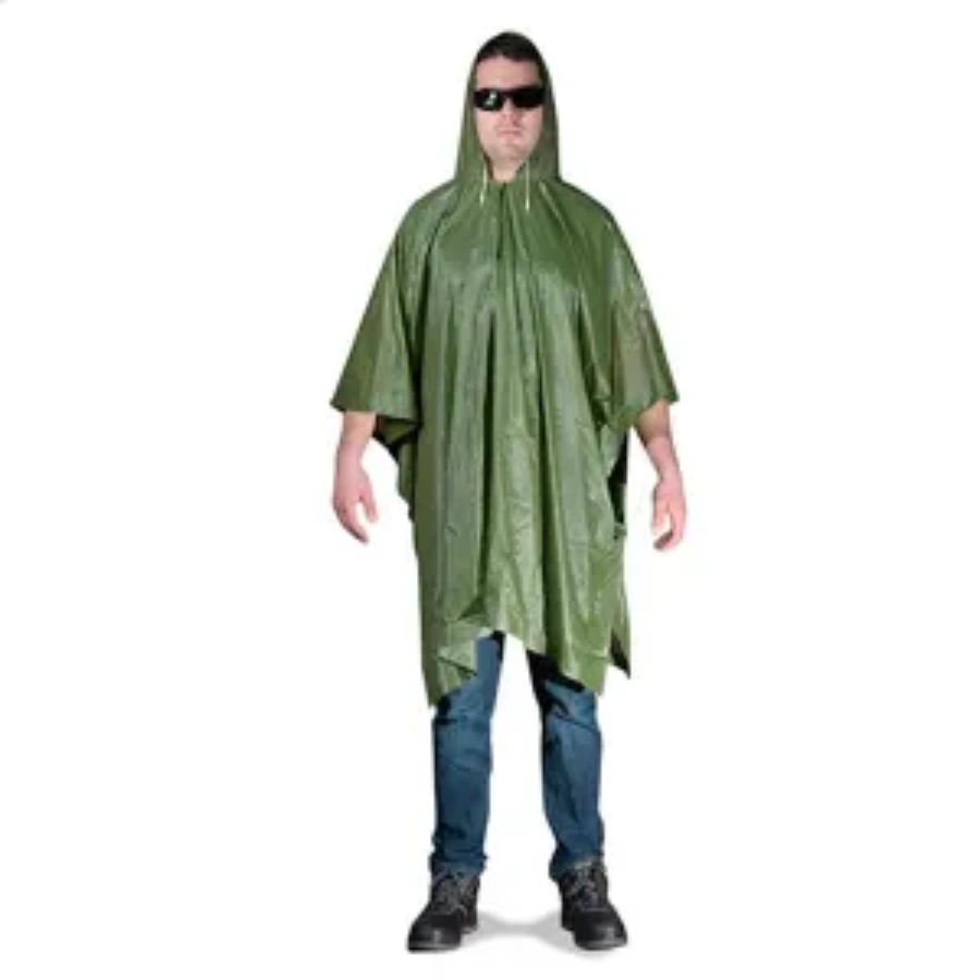 Poncho Pvc liviano con capucha verde