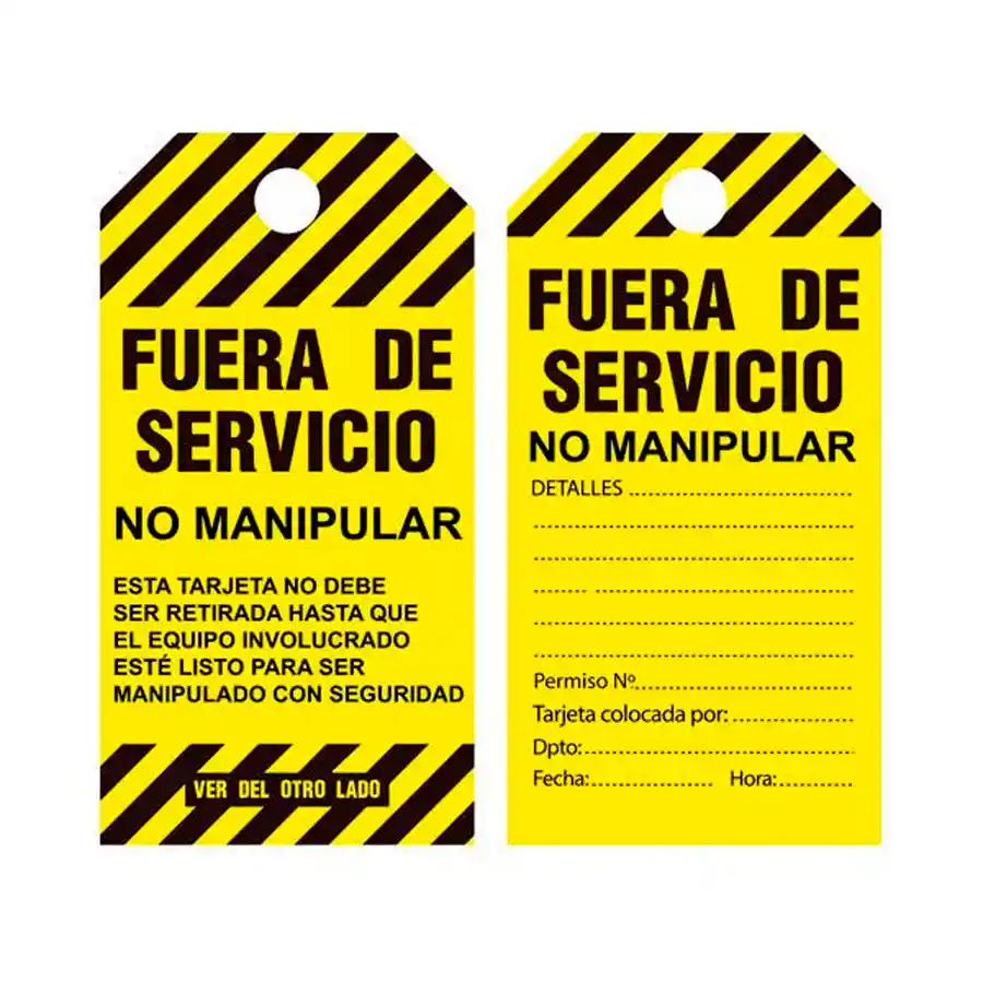 etiqueta de seguridad amarillo