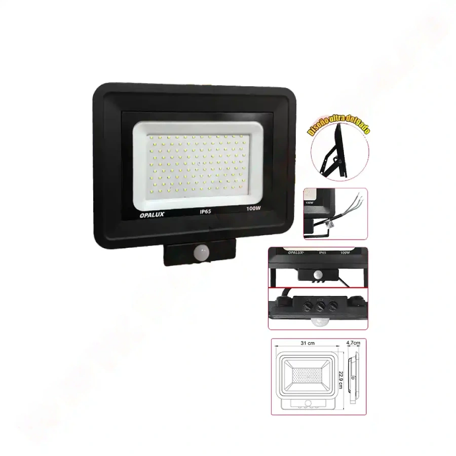 reflector led 100w con sensor de movimiento