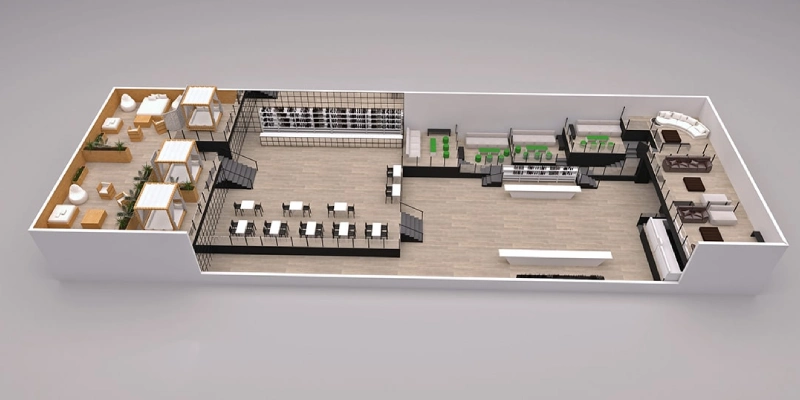 plano de un local comercial 3d