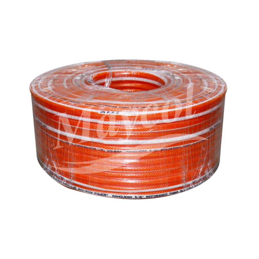 rollo de manguera transparente reforzada 3/8 100mts - nac-324