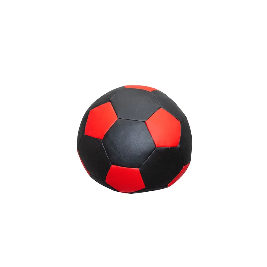 puff pelota de fultbol chico negro con rojo