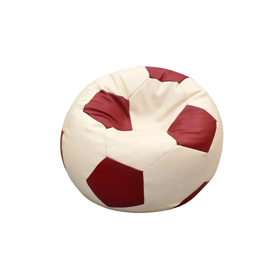 puff pelota de futbol chico crema con rojo