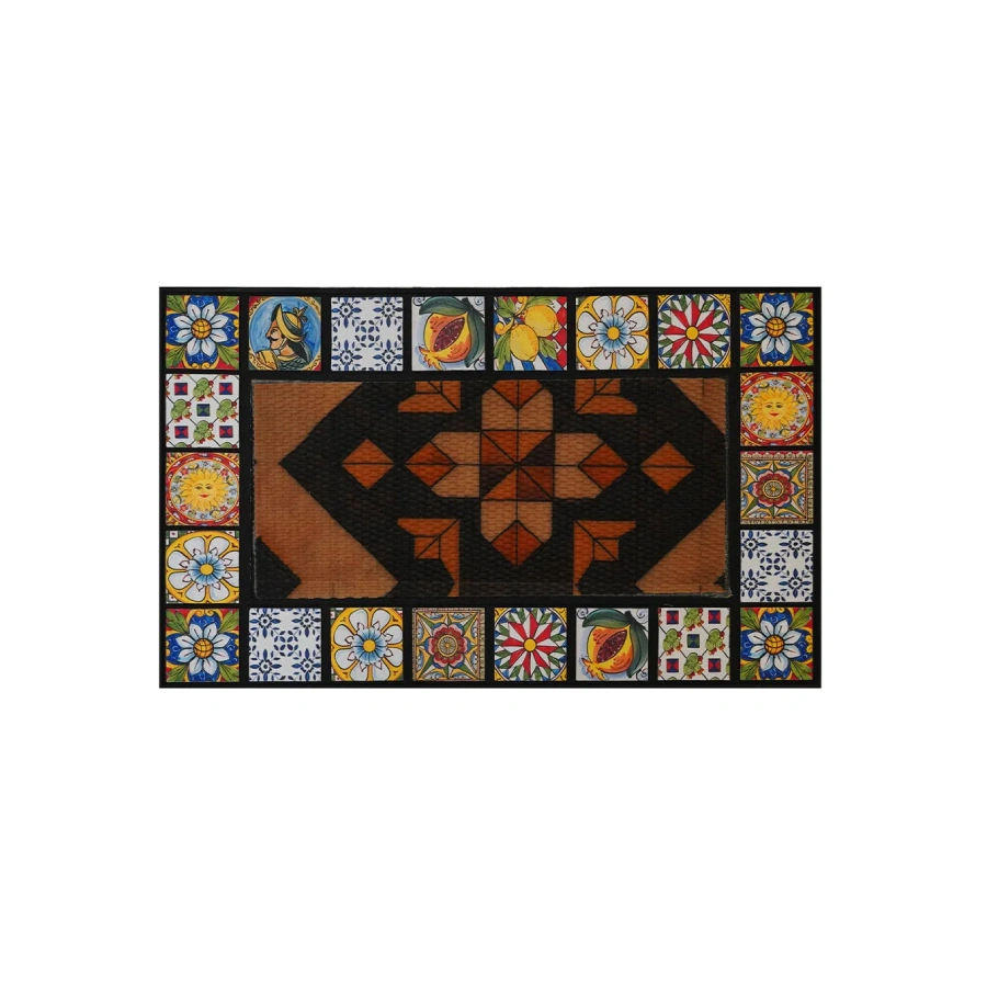 tapete poliester azulejos 75x45cm marron