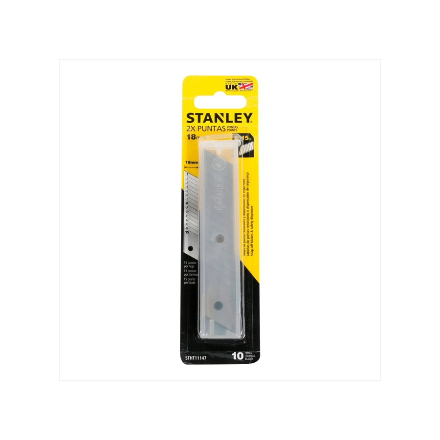 juego de 10 hojas para cuchilla retractil de 18mm 11-147
