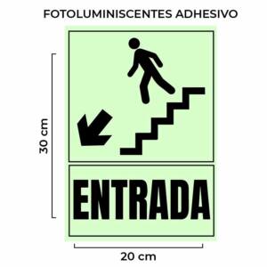 Venta de Señalética Entrada Escalera Abajo Fotoluminiscente con Base Por Mayor en Perú