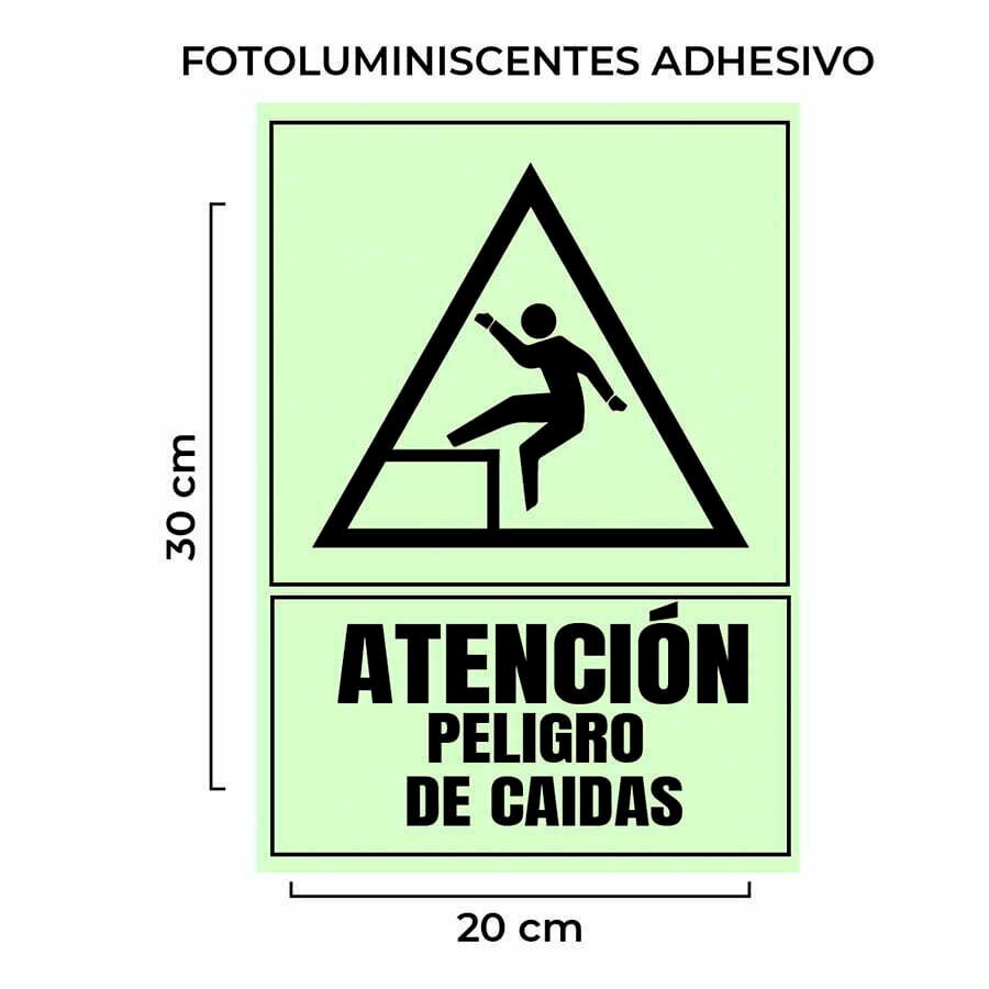 Venta de Señalética Atención Peligro de Caídas Fotoluminiscente con Base por Mayor Perú