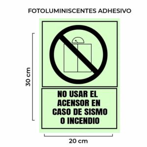 Venta de Señalética No Usar el Ascensor en Caso de Sismo o Incendio Fotoluminiscente con Base por Mayor Perú