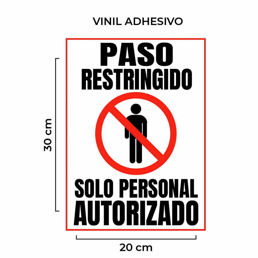 Venta de Señalética Paso Restringido Solo Personal Autorizado Vinil Adhesivo sin Base por Mayor Perú