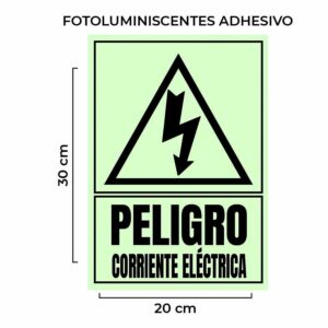 Venta de Señalética Peligro Corriente Eléctrica Fotoluminiscente con Base por Mayor Perú