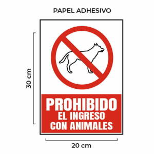 Venta de Señalética Prohibido el Ingreso con Animales Papel en Lima