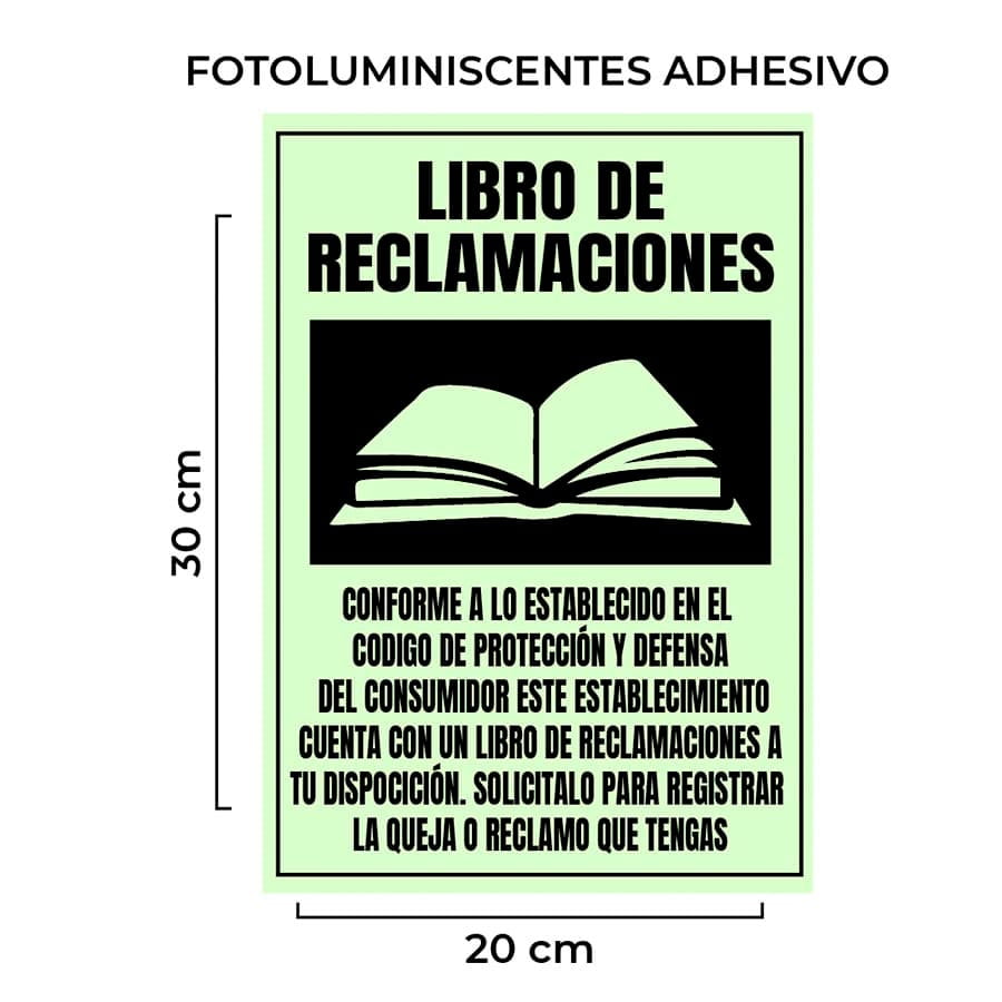 Ventas de Señalética Libro de Reclamaciones Fotoluminiscente con Base por Mayor Perú